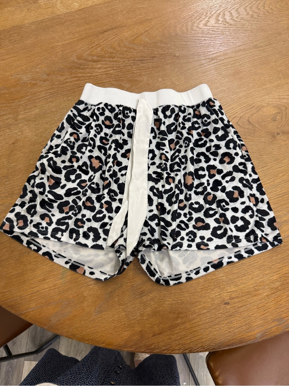 Leopard Print Women's Lounge Shorts in White and Black